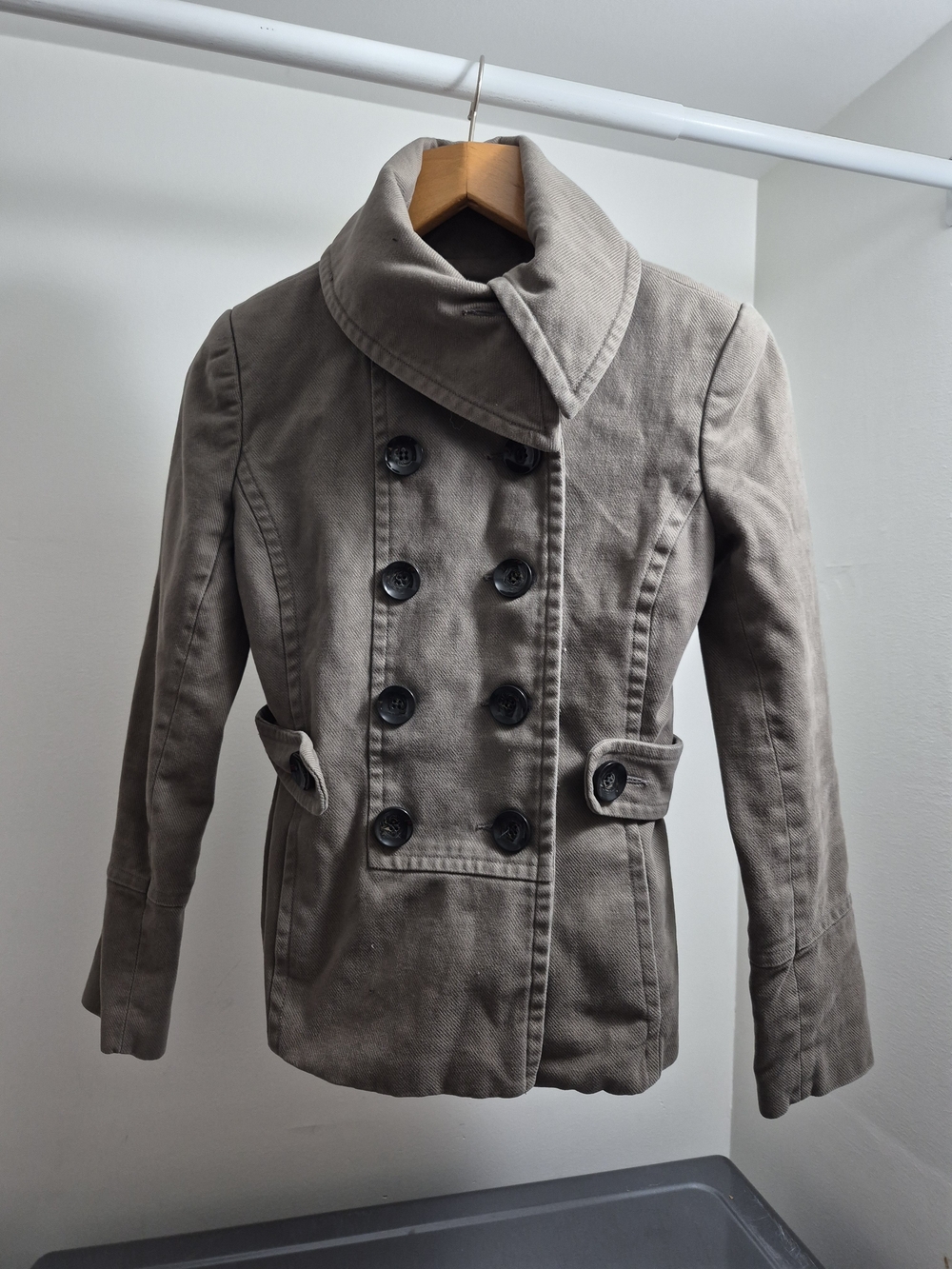 le chateau Taupe Double-Breasted Peacoat